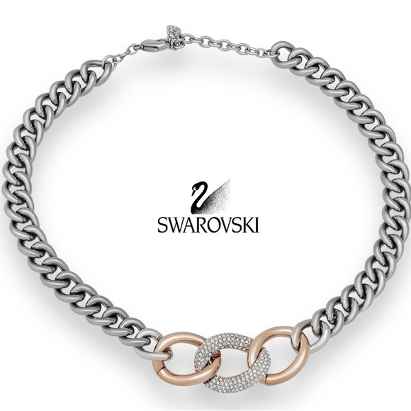 Swarovski Jewelry - SWAROVSKI Bound Chain Rose Gold & Palladium SS Crystal pave Necklace